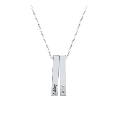 Multi Vertical 3D Bar Pendant with Engravings – Sterling Silver