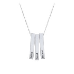 Multi Vertical 3D Bar Pendant with Engravings – Sterling Silver