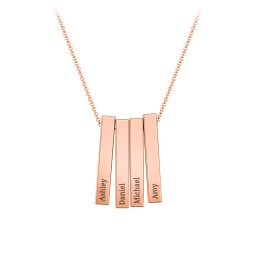 Multi Vertical 3D Bar Pendant with Engravings in 9K Solid Rose Gold