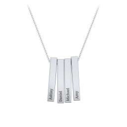 Multi Vertical 3D Bar Pendant with Engravings in 925 Sterling Silver