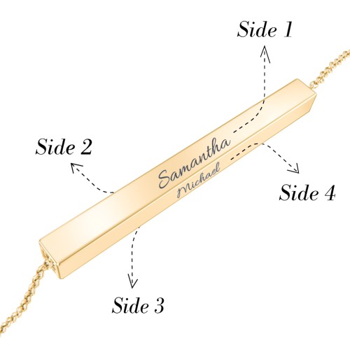 Horizontal 3D Bar Necklace – 9kt Yellow Gold