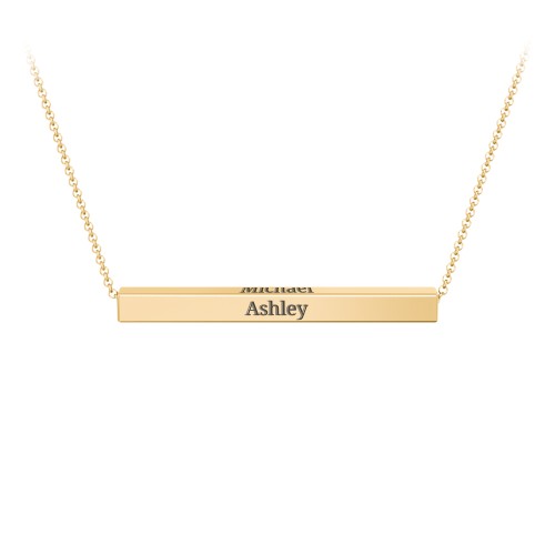 Horizontal 3D Bar Necklace – 9kt Yellow Gold