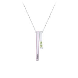 Multi Vertical 3D Bar Necklace with 1-4 Birthstones