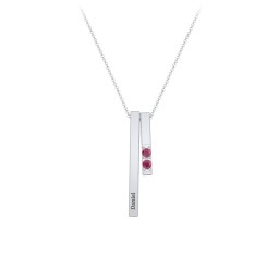 Multi Vertical 3D Bar Necklace with 1-4 Birthstones
