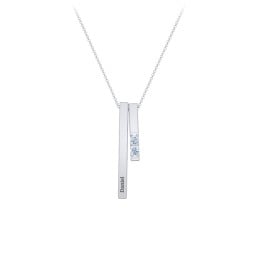 Multi Vertical 3D Bar Necklace with 1-4 Birthstones