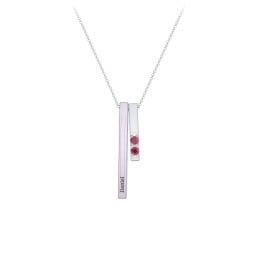 Multi Vertical 3D Bar Necklace with 1-4 Birthstones