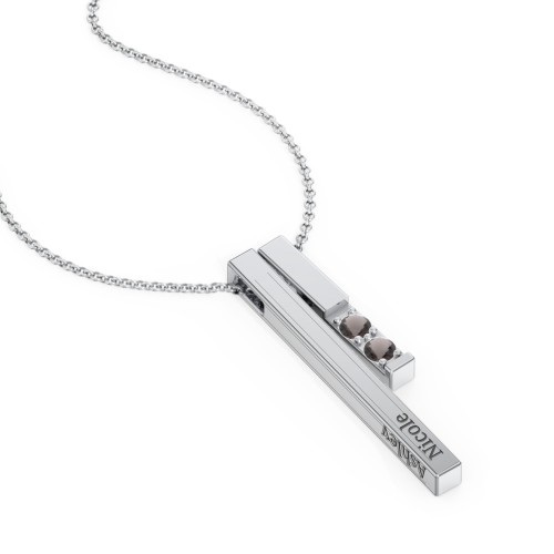 Multi Vertical 3D Bar Necklace with 1-4 Birthstones