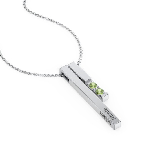 Multi Vertical 3D Bar Necklace with 1-4 Birthstones
