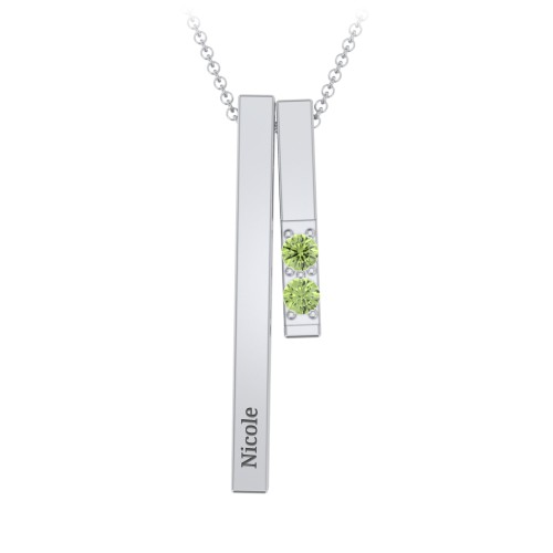 Multi Vertical 3D Bar Necklace with 1-4 Birthstones