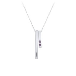 Multi Vertical 3D Bar Necklace with 1-4 Birthstones in 925 Sterling Silver with Alexandrite, Citrine, and Cubic Zirconia