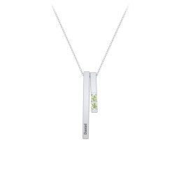 Multi Vertical 3D Bar Necklace with 1-4 Birthstones in 925 Sterling Silver with Peridot, Citrine, and Cubic Zirconia