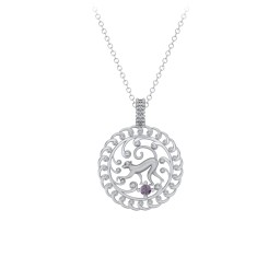 Year of the Monkey Chinese Zodiac Medallion Necklace in 925 Sterling Silver