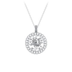 Year of the Rooster Chinese Zodiac Medallion Necklace – Sterling Silver with Ruby