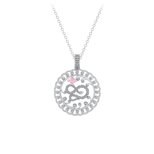Year of the Snake Chinese Zodiac Medallion Necklace – Sterling Silver with Pink Tourmaline