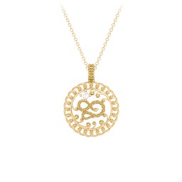 Year of the Snake Chinese Zodiac Medallion Necklace in 9K Solid Yellow Gold