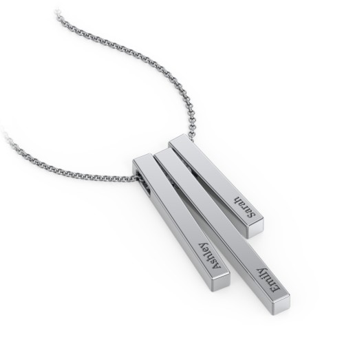 Triple Vertical 3D Bar Pendant with Engravings