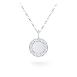 Initial Halo Disc Necklace with Accents
