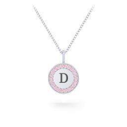 Initial Halo Disc Necklace with Accents