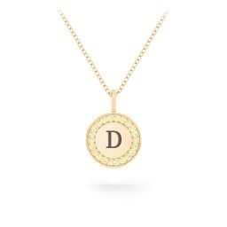 Initial Halo Disc Necklace with Accents