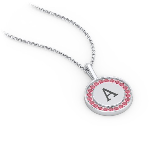 Initial Halo Disc Necklace with Accents