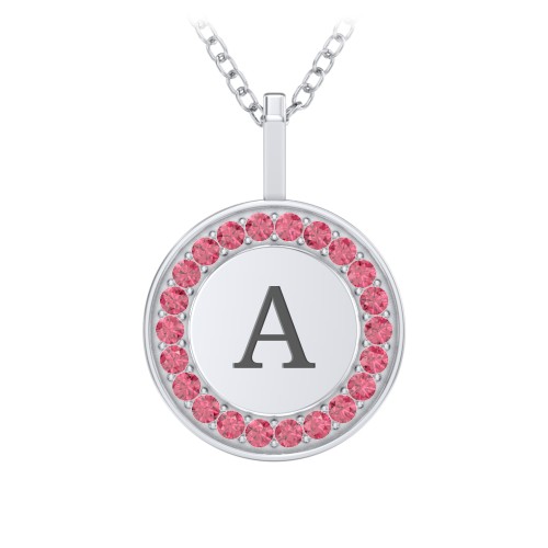 Initial Halo Disc Necklace with Accents