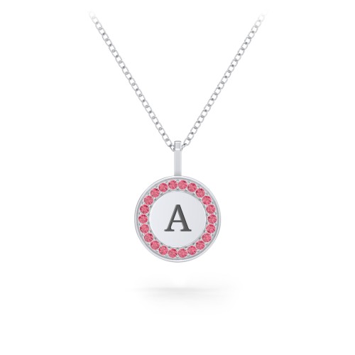 Initial Halo Disc Necklace with Accents