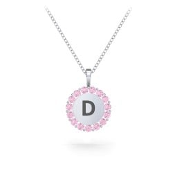 Initial Halo Disc Necklace with Gemstones