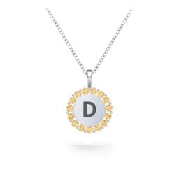 Initial Halo Disc Necklace with Gemstones
