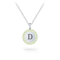 Initial Halo Disc Necklace with Gemstones