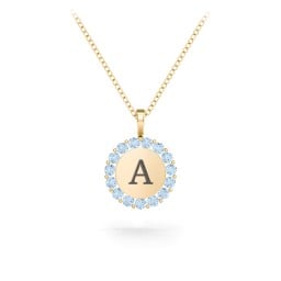 Initial Halo Disc Necklace with Gemstones