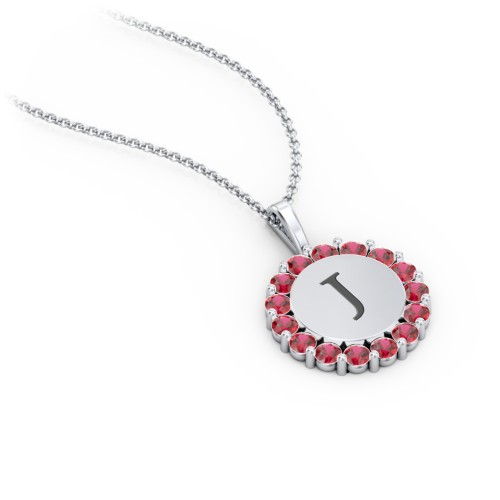 Initial Halo Disc Necklace with Gemstones