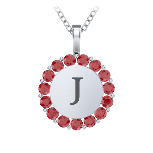 Initial Halo Disc Necklace with Gemstones