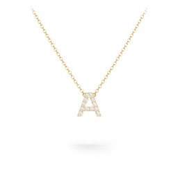 Pavé A Initial Necklace in 18K Gold Plated Silver with Lab Diamond