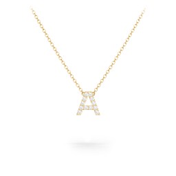 Pavé A Initial Necklace in 18K Gold Plated Silver with White Premium Zirconia