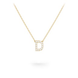 Pavé D Initial Necklace in 18K Gold Plated Silver with White Premium Zirconia