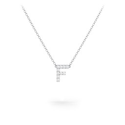 Pavé F Initial Necklace in 925 Sterling Silver with White Premium Zirconia