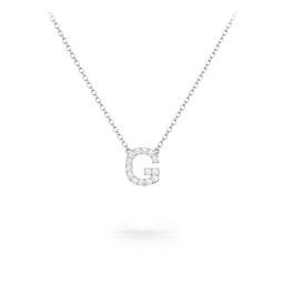 Pavé G Initial Necklace in 925 Sterling Silver with White Premium Zirconia