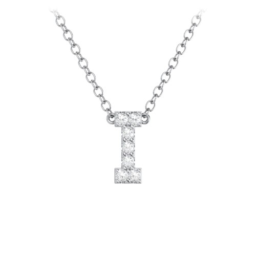 Pavé I Initial Necklace – Sterling Silver with White Premium Zirconia