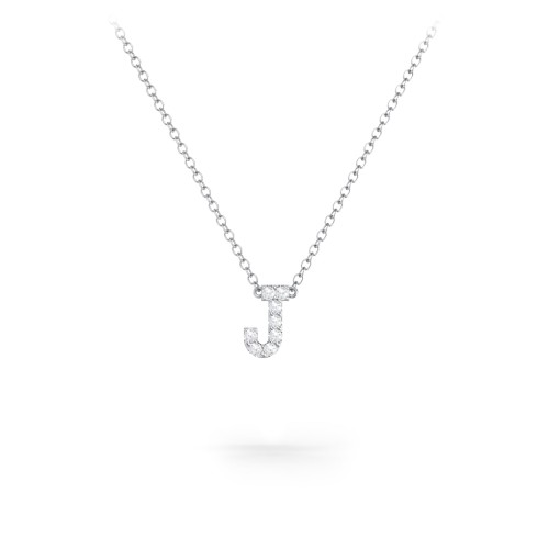 Pavé J Initial Necklace – Sterling Silver with White Premium Zirconia