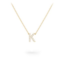 Pavé K Initial Necklace in 18K Gold Plated Silver with White Premium Zirconia