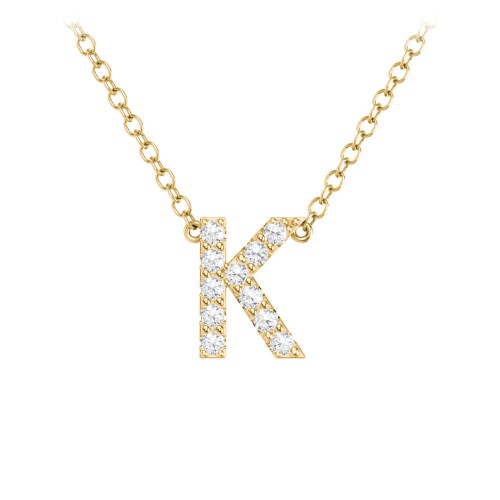 Pavé K Initial Necklace – 18K Gold Plated Silver with White Premium Zirconia