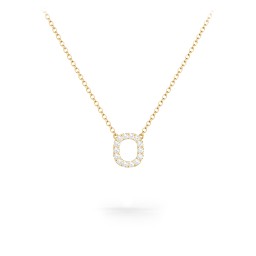 Pavé O Initial Necklace in 18K Gold Plated Silver with White Premium Zirconia