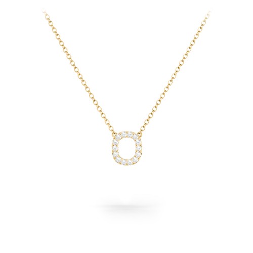 Pavé O Initial Necklace – 18K Gold Plated Silver with White Premium Zirconia