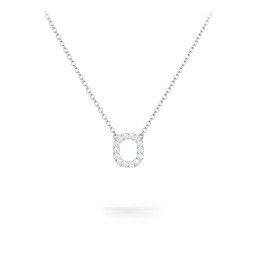 Pavé O Initial Necklace in 925 Sterling Silver with White Premium Zirconia