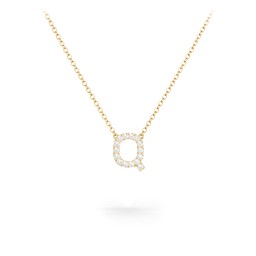 Pavé Q Initial Necklace in 18K Gold Plated Silver with White Premium Zirconia