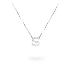 Pavé S Initial Necklace – Sterling Silver with White Premium Zirconia