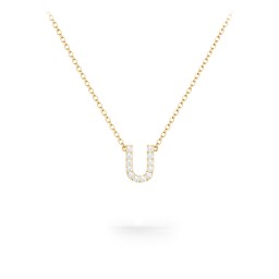 Pavé U Initial Necklace in 18K Gold Plated Silver with White Premium Zirconia
