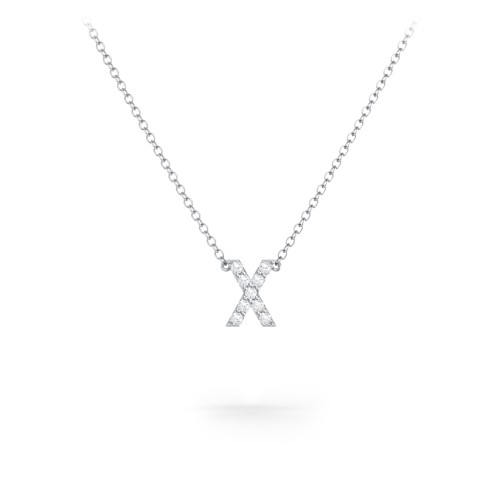 Pavé X Initial Necklace – Sterling Silver with White Premium Zirconia