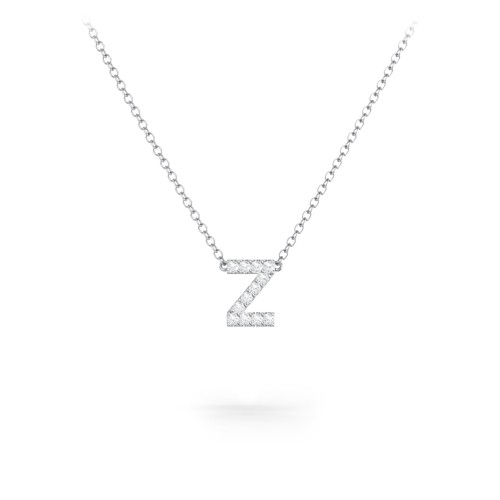 Pavé Z Initial Necklace – Sterling Silver with White Premium Zirconia
