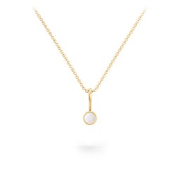 Bezel Set Birthstone Necklace in 18K Gold Plated Silver with Opal, Amethyst, Red Premium Zirconia, Fancy Pink Premium Zirconia, Citrine, and Peridot